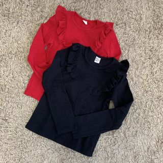 ザラキッズ(ZARA KIDS)の韓国子供服beeフリルロンT2枚セット(Tシャツ/カットソー)