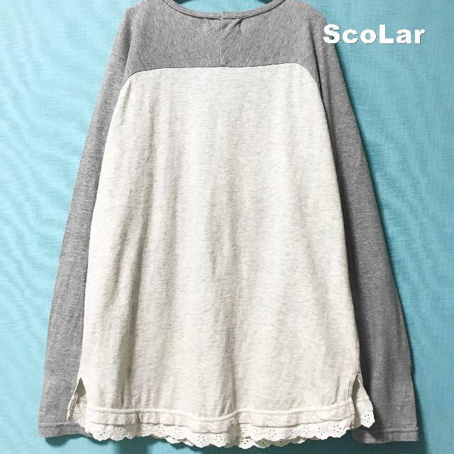 ScoLar(スカラー)の【SCOLAR】Bambi刺繍 ロゴ レース切替 ラグラン ロングカットソー レディースのトップス(カットソー(長袖/七分))の商品写真