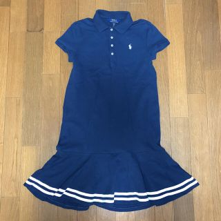 ポロラルフローレン(POLO RALPH LAUREN)のラルフローレン ネイビーロゴ入りポロフリルワンピース　XLサイズ　160cm(ワンピース)