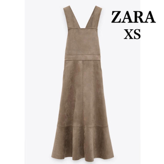 ザラ(ZARA)のZARA フェイクスエード オーバーオールスカート XS(ロングワンピース/マキシワンピース)