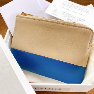 CELINE セリーヌ バイカラー カード コインケース キーチェーン 旧ロゴ