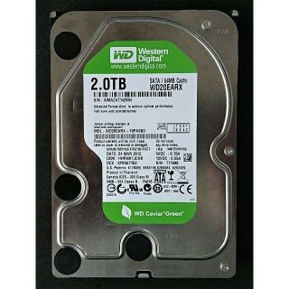 【稼働小、良品】 2TB 3.5インチ HDD WD20EARX(PCパーツ)