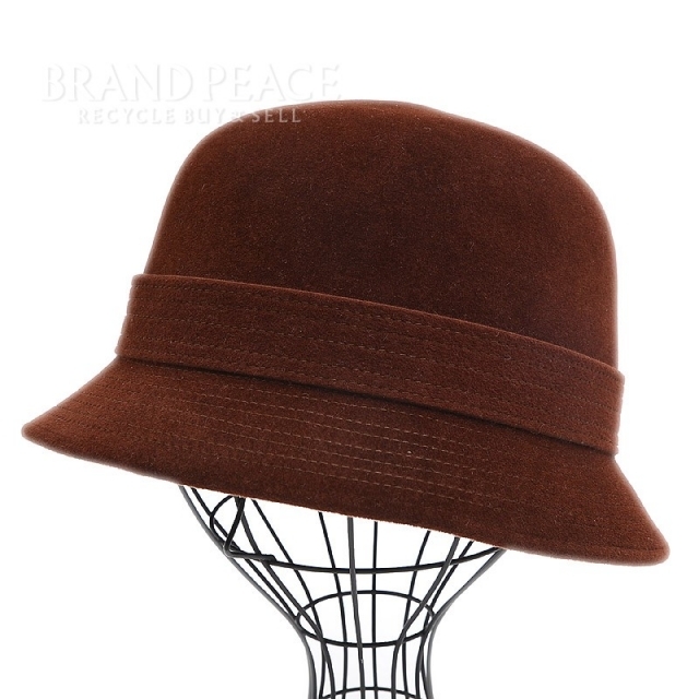 Hermes(エルメス)のエルメス ダービーハット ブラウン ウール100% ブラウン #58 ソルド品 レディースの帽子(その他)の商品写真