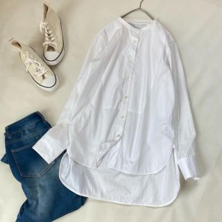 ドゥーズィエムクラス(DEUXIEME CLASSE)の美品✨ティッカ シャツ ノーカラー 秋服 冬服 長袖 白シャツ ビッグシルエット(シャツ/ブラウス(長袖/七分))