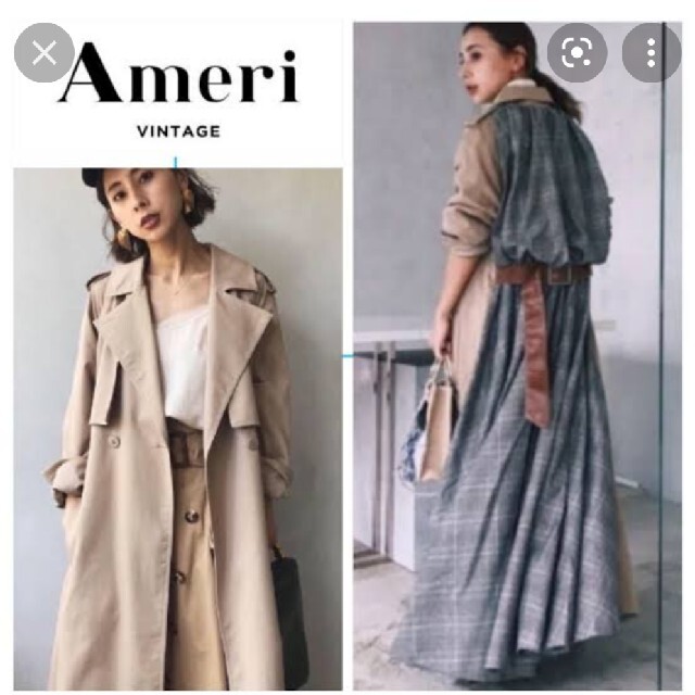 Ameri VINTAGE(アメリヴィンテージ)のamerivintage BALLOON CHECK GATHER JK レディースのジャケット/アウター(トレンチコート)の商品写真