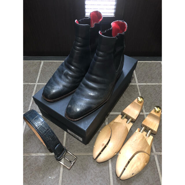 宮城興業サイドゴアブーツ&ベルト&シューツリー 25.0 紺 リーガル 革靴