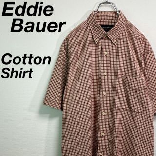 エディーバウアー(Eddie Bauer)のUSA 古着 エディーバウアー 柔らかめコットン 半袖シャツ M レッドチェック(シャツ)