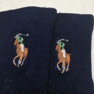 ポロラルフローレン(POLO RALPH LAUREN)のポロ　ラルフローレン　ハイソックス　靴下　22-24センチ　ネイビー　ロゴ(靴下/タイツ)