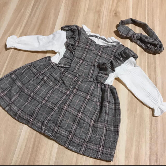 ♡ チェック ワンピース ♡ フォーマル キッズ  記念日 可愛い 90 キッズ/ベビー/マタニティのキッズ服女の子用(90cm~)(ワンピース)の商品写真