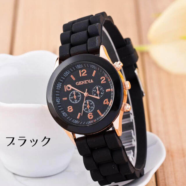 シリコンラバー　レディース腕時計　ブラック レディースのファッション小物(腕時計)の商品写真