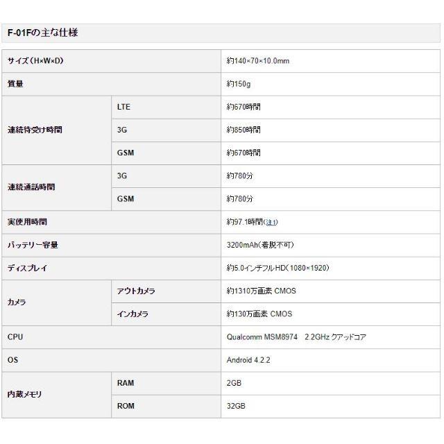 富士通(フジツウ)の【美品・指紋認証】docomo 富士通 ARROWS NX F-01F ドコモ スマホ/家電/カメラのスマートフォン/携帯電話(スマートフォン本体)の商品写真