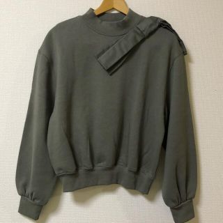 ザラ(ZARA)の新品 ZARA リボン スウェット カーキ グリーン(トレーナー/スウェット)