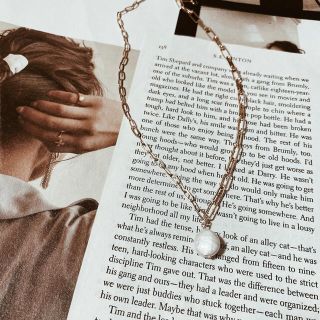 淡水pearl coin W chain necklace(ネックレス)