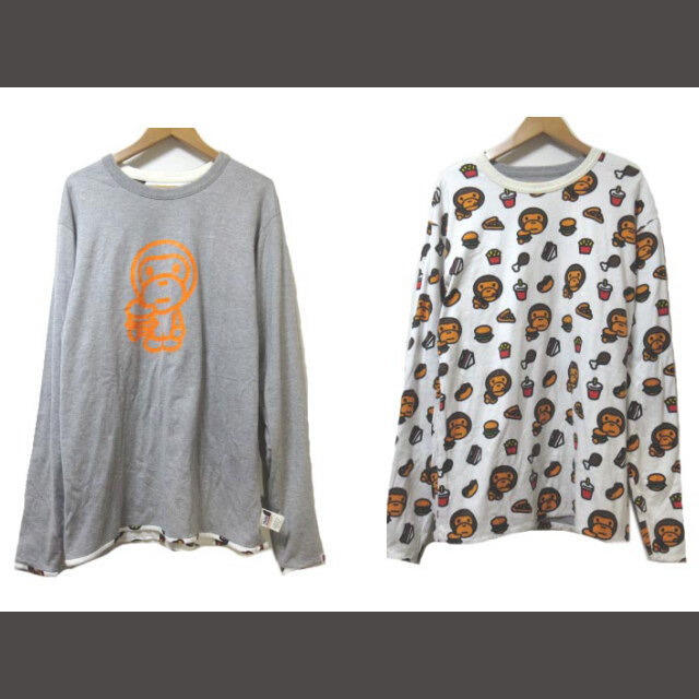 A BATHING APE(アベイシングエイプ)のアベイシングエイプ ベビーマイロ Tシャツ リバーシブル 長袖 ロンT L 灰 メンズのトップス(Tシャツ/カットソー(七分/長袖))の商品写真