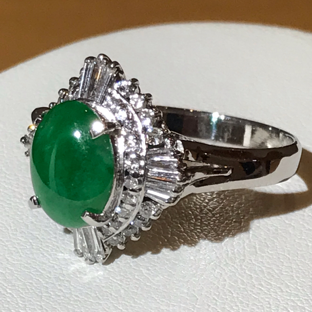 ☆Pt900 ヒスイ&ダイヤリング 2.63ct☆ レディースのアクセサリー(リング(指輪))の商品写真