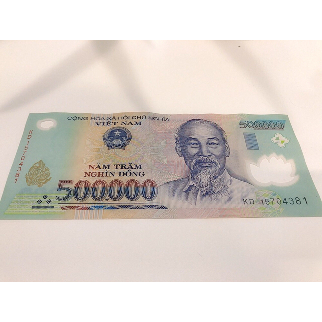 インドネシアルピア（142万2千RP）＋ベトナムドン 50万ドン 紙幣 新品