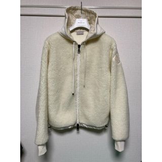 モンクレール(MONCLER)の極美品　モンクレール　パーカー　ボア　スウェット　XSサイズ　白　ホワイト(パーカー)