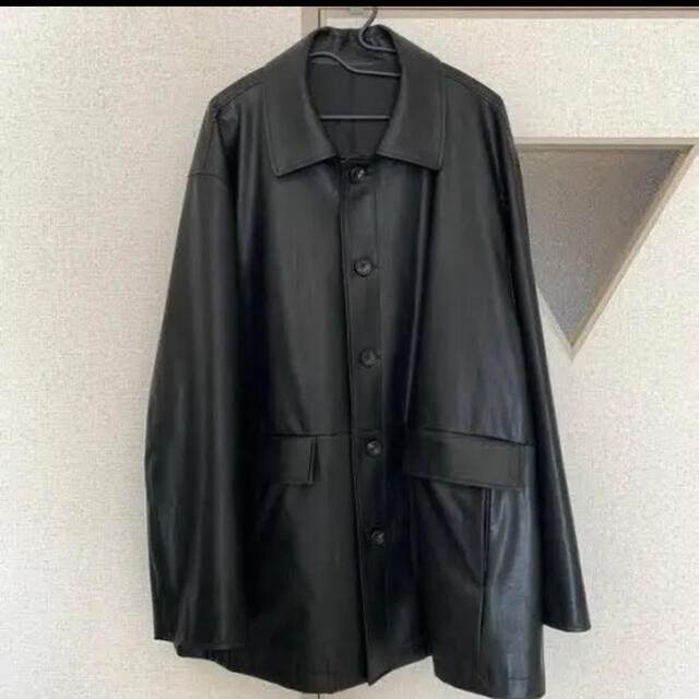 COMOLI - stein Fake Leather Car Jacket