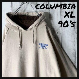コロンビア(Columbia)の【XL 90s】コロンビア 刺繍ロゴ バイカラー スウェット パーカー ベージュ(パーカー)