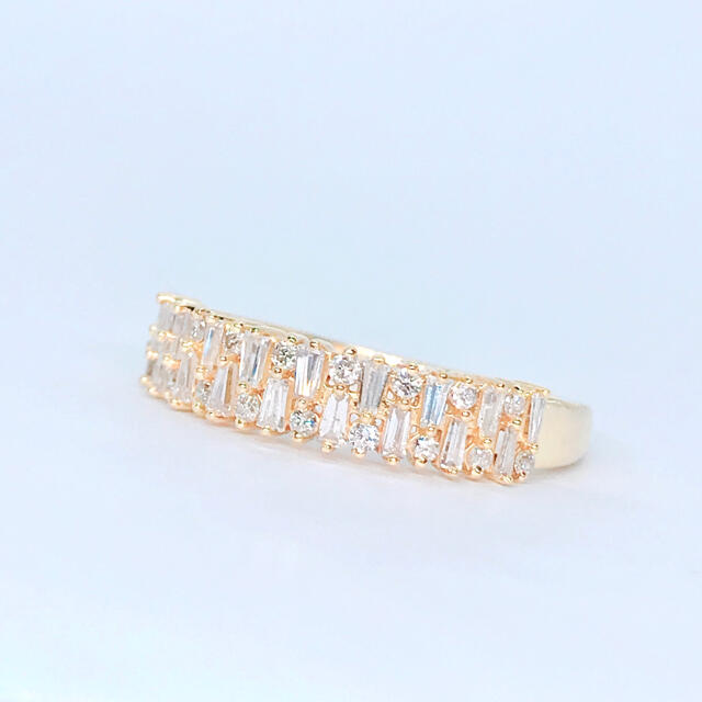 0.50ct ハーフエタニティ ダイヤモンドリング 2種カット K18 バケット