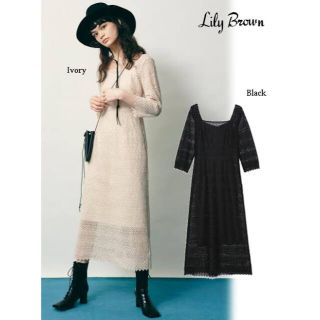 リリーブラウン(Lily Brown)の新品未使用Lily Brown ヴィンテージレースワンピース　ブラック(ロングワンピース/マキシワンピース)