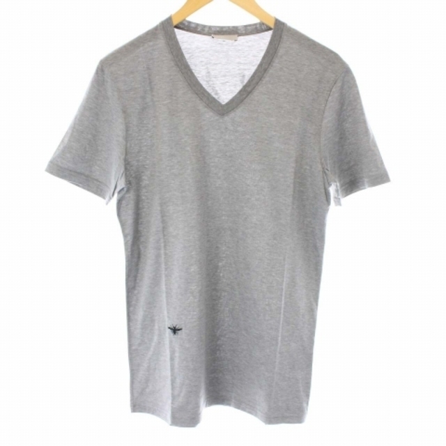 ディオールオム Tシャツ カットソー Vネック 半袖 BEE刺繍 XS グレー約72cm袖丈