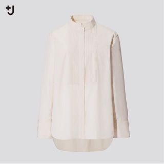 ユニクロ(UNIQLO)の【新品・タグ付】ユニクロ ＋J ／スーピマコットンタックシャツ【ナチュラル】(シャツ/ブラウス(長袖/七分))