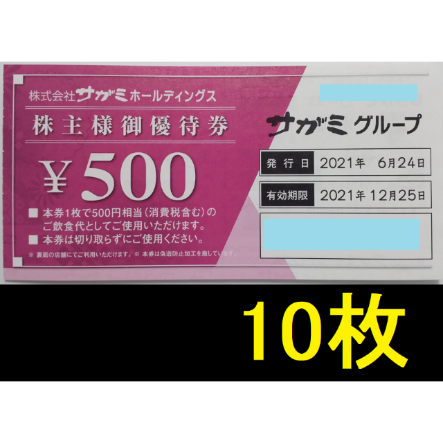 全品送料無料 サガミ 株主優待券 5000円分 2021年12月期限 -f 限定生産 