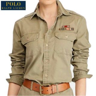 ポロラルフローレン(POLO RALPH LAUREN)の良品 正規 レディース ポロ ラルフローレン ミリタリー パッチ シャツ(シャツ/ブラウス(長袖/七分))