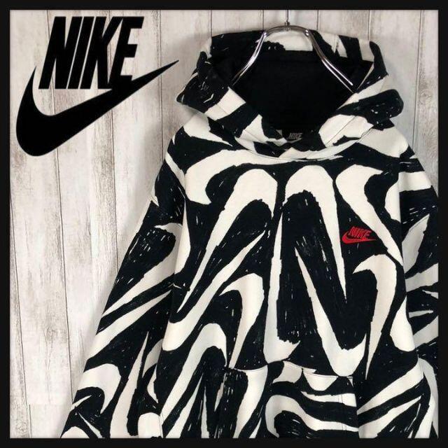 超希少カラー】NIKE 総柄 パーカー ビッグスウォッシュ クレイジー