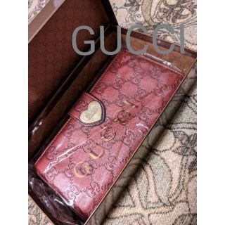 グッチ(Gucci)の【TOMO様専用！】グッチシマラブリーハートWホック長財布 メタリックボルドー(財布)