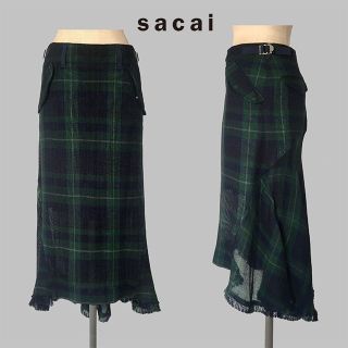 サカイ(sacai)の16ss sacai（サカイ） メッシュ チェック ロングスカート(ロングスカート)