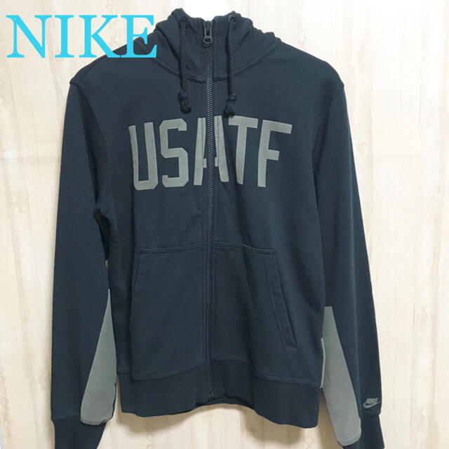 ★未使用★NIKE USATF ジップアップパーカー 黒 メンズ ロゴマーク