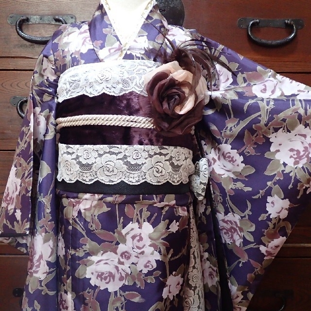 ★sold out★　七歳　青紫薔薇　お着物セット キッズ/ベビー/マタニティのキッズ服女の子用(90cm~)(和服/着物)の商品写真