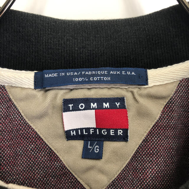 TOMMY HILFIGER(トミーヒルフィガー)の90s古着　USA製　トミーヒルフィガー　長袖ポロシャツ　Ｌ　ノルディック メンズのトップス(ポロシャツ)の商品写真