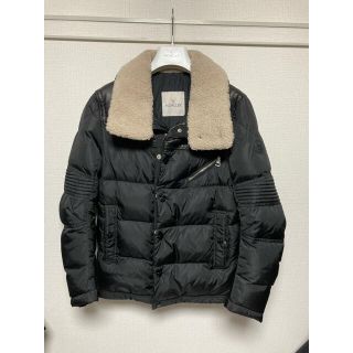 モンクレール(MONCLER)のレア　モンクレール　ダウンジャケット　ムートン　ボア　レザー　フード　黒　00(ダウンジャケット)