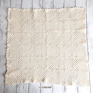 モチーフ ブランケット おくるみ 手編みコットン100% 白 の通販 by ...