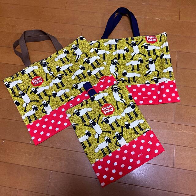 ハンドメイド ひつじのショーンレッスンバッグ2点シューズバッグ bluke.com.br