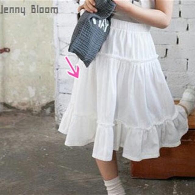 ホワイトカラーフリルロングスカート キッズ/ベビー/マタニティのキッズ服女の子用(90cm~)(スカート)の商品写真