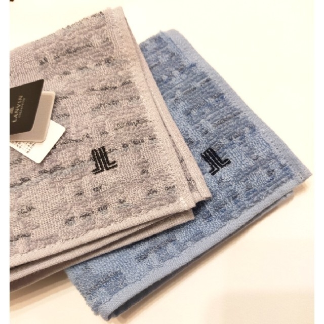 LANVIN en Bleu(ランバンオンブルー)の③　新品　LANVIN en Blue　タオルハンカチ 2枚　日本製　ランバン　 メンズのファッション小物(ハンカチ/ポケットチーフ)の商品写真