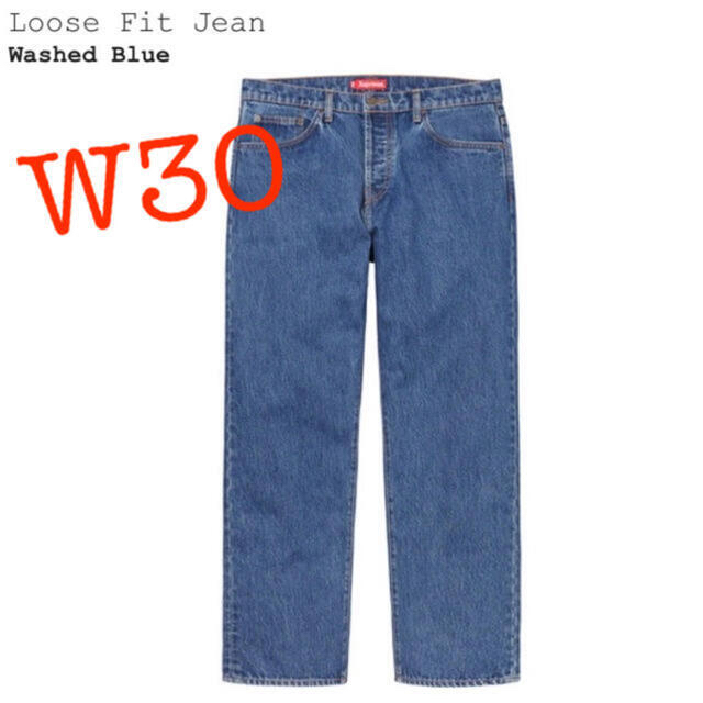 【W30】 Supreme Loose Fit Jean Washed Blue