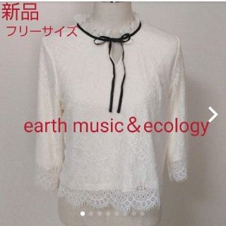 アースミュージックアンドエコロジー(earth music & ecology)のレディースレースリボンブラウスレディーストップス長袖　レディーストップス秋春物(シャツ/ブラウス(長袖/七分))