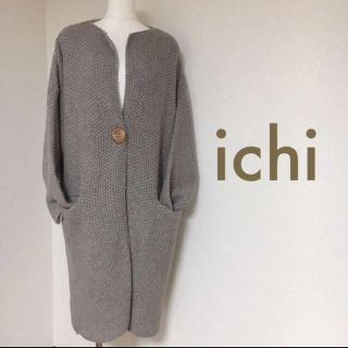 美品【ichi(イチ)】鹿の子編みビッグボタンロングカーディガン www ...