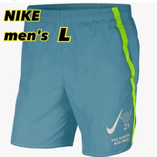 ナイキ(NIKE)のNIKE ランニングショートパンツ　メンズL グリーン　インナーパンツ付き(ウェア)