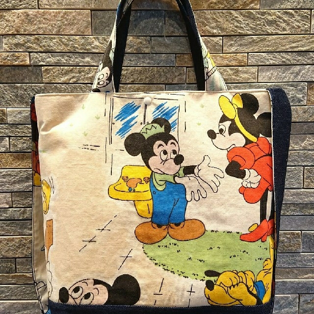 Disney(ディズニー)の【最終価格】2wayトートバッグビンテージシーツリメイク お手伝い柄 ② ハンドメイドのファッション小物(バッグ)の商品写真