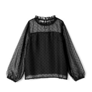 グレイル(GRL)のドットシフォンハイネックトップス　新品未使用(シャツ/ブラウス(長袖/七分))