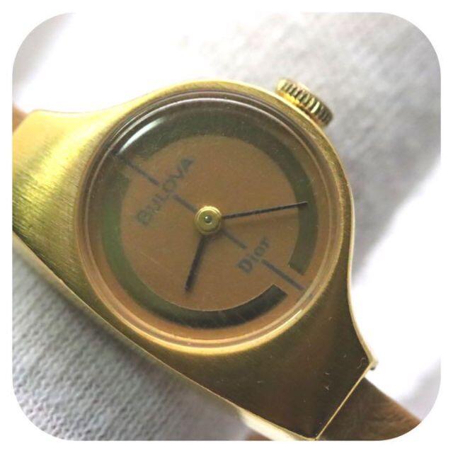 【アンティーク　美品】ブローバ×ディオール　Wネーム　腕時計　手巻き　レディース