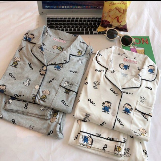 【XL】レディース春服スヌーピーパジャマ上下セット前開きパジャマルームウェア レディースのルームウェア/パジャマ(ルームウェア)の商品写真
