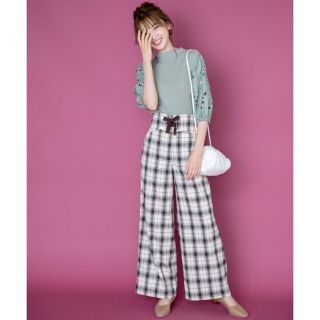 未使用✨ウィルセレクション　チェック柄♡ズボン　レストローズ　レースワイドズボン