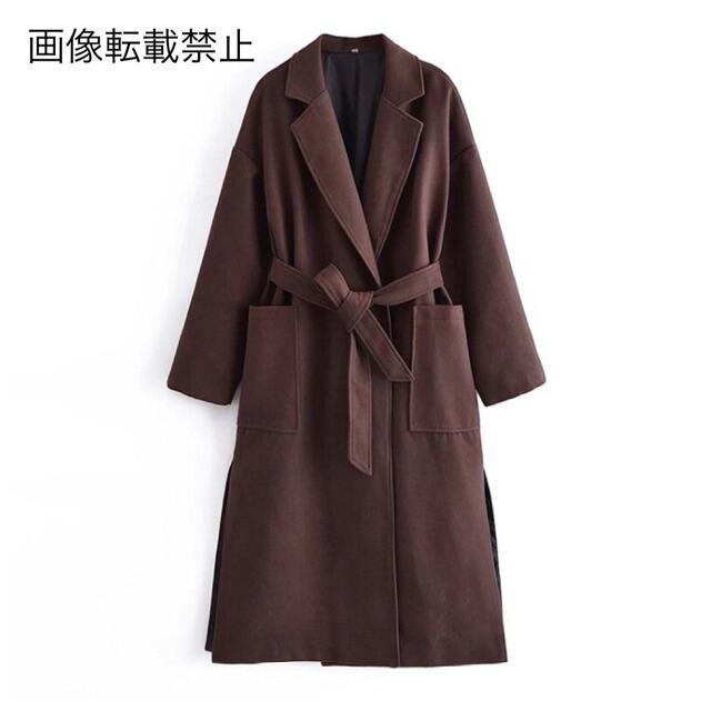 ZARA - 9月新作5805◆brown ブラウン ガウン風 ロングコート